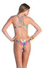 PLAYA VERANO - Multi Cross Strap Bra Top & Strappy Brazilian Ruched Back Bottom • Multicolor