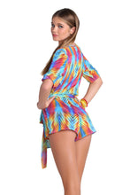 PLAYA VERANO - Wrap Front 3/4 Sleeve Romper • Multicolor