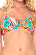 BOHO CHIC - Criss Cross Sporty Bra & Sandy Buns Braided Moderate Coverage Bottom • Multicolor