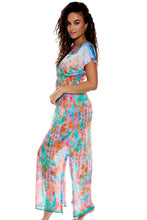 BOHO CHIC - Cap Sleeve Long Caftan • Multicolor