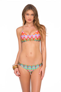 SUNKISSED LAUGHTER - Criss Cross Back Bra Top & Lo Rise Seamless Skimpy Bottom • Multicolor