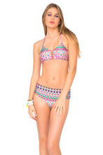 LIL GEM - Criss Cross Sporty Bra & Lace Up Back Cheeky Bottom • Multicolor