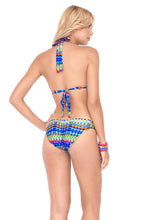 TRIBAL BEACH - Triangle Halter Top & Full Ruched Back Bottom • Multicolor