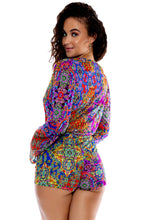 GIPSY SOUL - Wrap Front Long Sleeve Romper • Multicolor