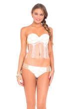 BUENA ONDA - Fringe Underwire Push Up Bandeau Top & Braided Side Full Bottom • White