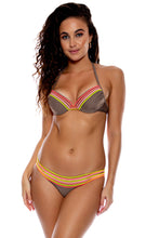 UNSTOPPABLE - Seamless Plunge Underwire Push Up Top & Colored Strings Full Bottom • Sandy Toes