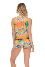 SOL MULTICOLOR - Crossed Multi Strings Halter Romper • Multicolor