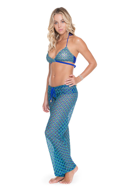 BLUE KISS - Cross Over Halter Top & Beach Pant • Electric Blue