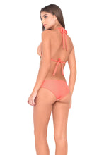 STARFISH WISHES - Triangle Halter Top & Full Bottom • Gold Fire Coral