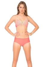 STARFISH WISHES - Criss Cross Sporty Bra & Adjustable Reversible Drawstring High Bottom • Fire Coral