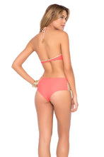 STARFISH WISHES - Criss Cross Sporty Bra & Gold Net Sides High Waist Bottom • Gold Fire Coral