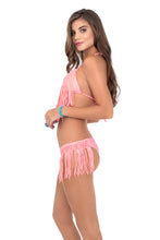HEART OF A HIPPIE - Weave Fringed Triangle Top & Weave Fringed Moderate Bottom • Pink Sunsets