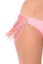 HEART OF A HIPPIE - Weave Fringed Halter Top & Weave Fringed Skimpy Bottom • Pink Sunsets