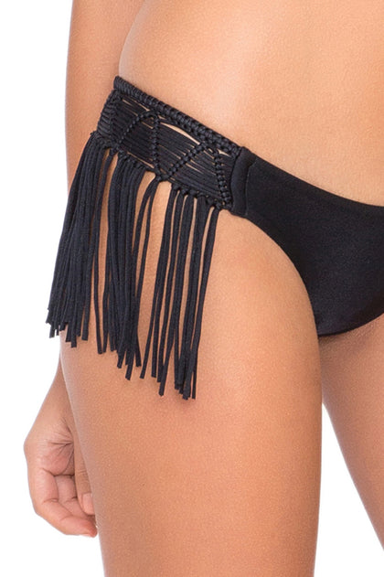 HEART OF A HIPPIE - Weave Fringed Underwire Top & Weave Moderate Bottom • Black