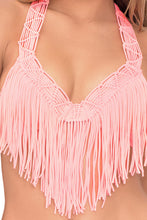 HEART OF A HIPPIE - Weave Fringed Underwire Top & Full Bottom • Pink Sunsets