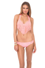 HEART OF A HIPPIE - Weave Fringed Underwire Top & Full Bottom • Pink Sunsets