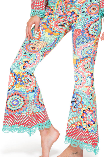 MARIPOSITA CARIBEÑA - Bell Sleeve Crop Top & Boho Pant • Multicolor