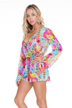 PARAISO - Wrap Front Long Sleeve Romper • Multicolor