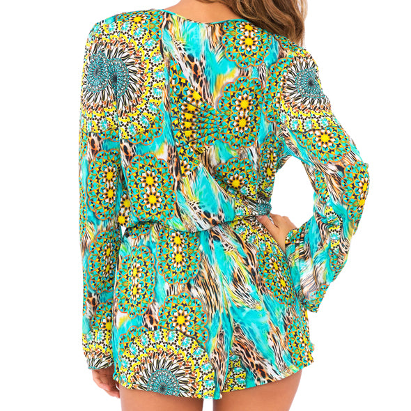 MOON PRINCESS - Wrap Front Long Sleeve Romper