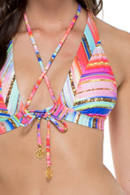 BELLAMAR - T Back Halter Top & High Leg Brazilian Bottom • Multicolor