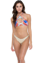 BELLAMAR - High Neck Cutout Top & High Leg Brazilian Bottom • Multicolor