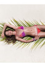 SUNSET ANGEL - Triangle Top & Wavy Ruched Back Brazilian Tie Side Bottom • Multicolor