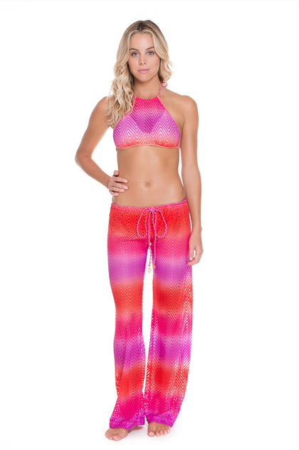 SUNSET ANGEL - Crochet Illusion Halter Top & Beach Pant • Multicolor