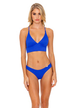 ORILLAS DEL MAR - Cross Back Bustier Top & Seamless Wavy Ruched Back Bottom • Blue My Mind