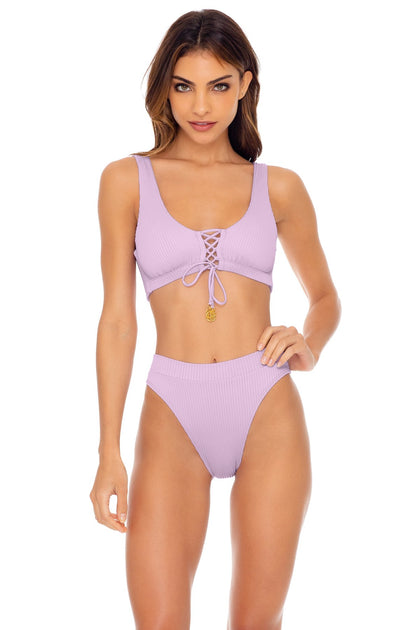 ORILLAS DEL MAR - Laceup Bralette & High Leg Banded Waist Bottom • Unicorn
