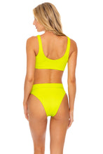 ORILLAS DEL MAR - Lace Up Bralette & High Leg Banded Waist Bottom • Glowstick