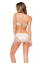 MUCHACHITA LINDA - Cut Out Underwire Top & Fringe Overlay Moderate Bottom • White/ Gold