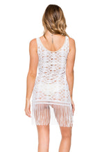 MUCHACHITA LINDA - Flirty Fringe Dress • White/ Gold