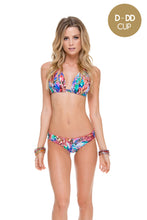 GORGEOUS CHAOS - Triangle Halter Top & Full Ruched Back Bottom • Multicolor