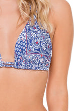 NAUGHTY GIRL - Triangle Halter Top & Wavy Ruched Back Brazilian Bottom • Multicolor