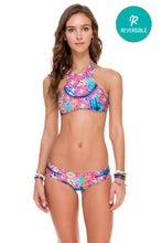 BEAUTIFUL MESS - Curve Stitched Reversible High Neck Top & Stitched Straps Moderate Bottom • Multicolor