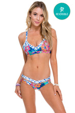 BEAUTIFUL MESS - Trimmed V Top & Strapped Band Reversible Moderate Bottom • Multicolor