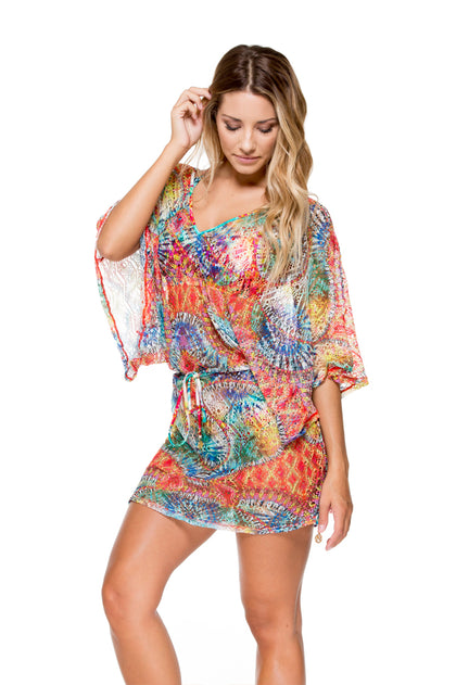 ENCANTADORA - Cabana V Neck Dress • Multicolor