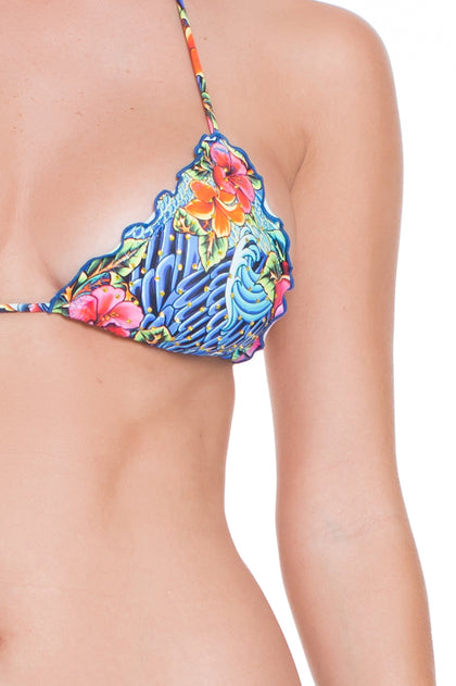 INKED BABE - Wavy Triangle Top & Wavy Ruched Back Brazilian Tie Side Bottom • Multicolor