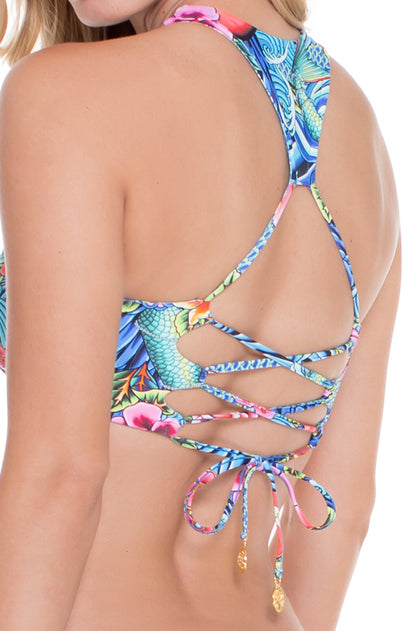 INKED BABE - Ink Mesh Reversible Cut Out Top & Moderate Bottom • Multicolor