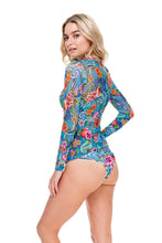 INKED BABE - Skin Deep Rash Guard & Strappy Brazilian Ruched Back Bottom • Multicolor