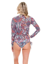 REBELDIA - Bomber Jacket & Wavy Ruched Back Brazilian Tie Side Bottom • Multicolor