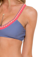 ATREVIDA - Multicolor Crochet Sporty Top & Wavy Ruched Back Brazilian Tie Side Bottom • Blue Moon
