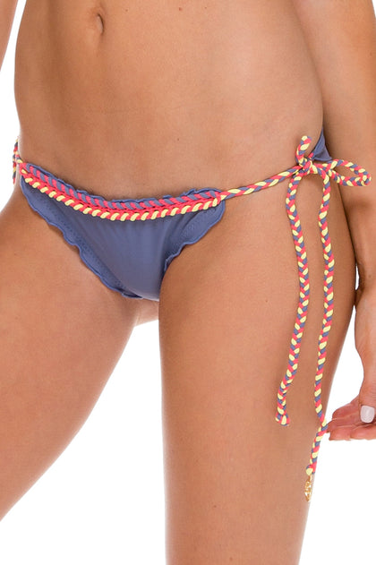 ATREVIDA - Multicolor Crochet Sporty Top & Wavy Ruched Back Brazilian Tie Side Bottom • Blue Moon