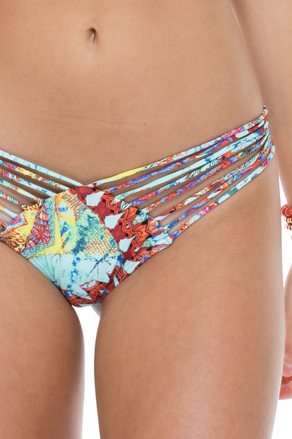 YEMAYA - Molded Push Up Bandeau Halter Top & Strappy Brazilian Ruched Back Bottom • Multicolor