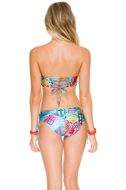 CAYO HUESO SO CLOSE - Angela Underwire Bandeau Top & Drawstring Side Full Bottom • Multicolor
