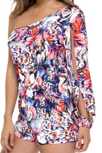 CIENFUEGOS - One Shoulder Split Sleeve Romper • Multicolor