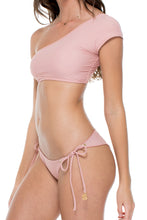 MAMBO - Sonia One Shoulder Top & Wavy Ruched Back Brazilian Tie Side Bottom • Rosa