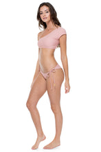 MAMBO - Sonia One Shoulder Top & Wavy Ruched Back Brazilian Tie Side Bottom • Rosa