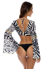 ALL THE SKINS - Bell Sleeve Crop Top & High Leg Brazilian Bottom • Multicolor