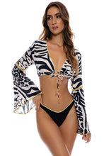 ALL THE SKINS - Bell Sleeve Crop Top & High Leg Brazilian Bottom • Multicolor